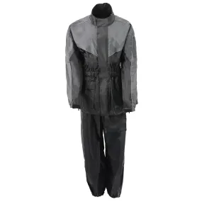 NexGen Ladies XS5001 Black and Grey Water Proof Rain Suit with Reflective Piping