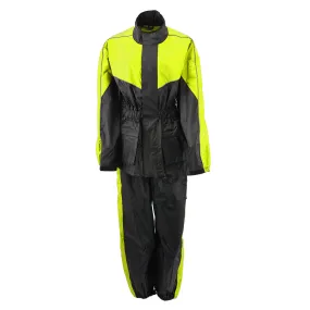 NexGen Ladies XS5001 Black and Hi-Vis Yellow Water Proof Rain Suit with Reflective Piping