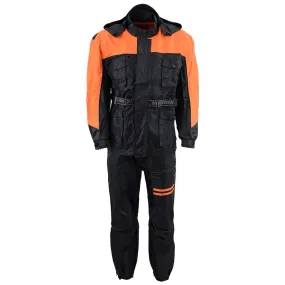 NexGen Men's SH2051 Black and Orange Hooded Water Proof Armored Rain Suit