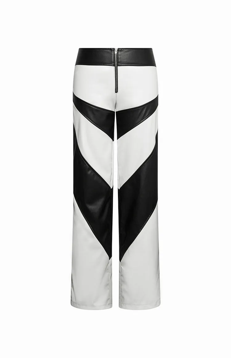 Night Rider PU White Contrast Pants