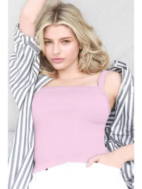 Nikibiki Peony Pink Square Neck Ribbed Crop Top