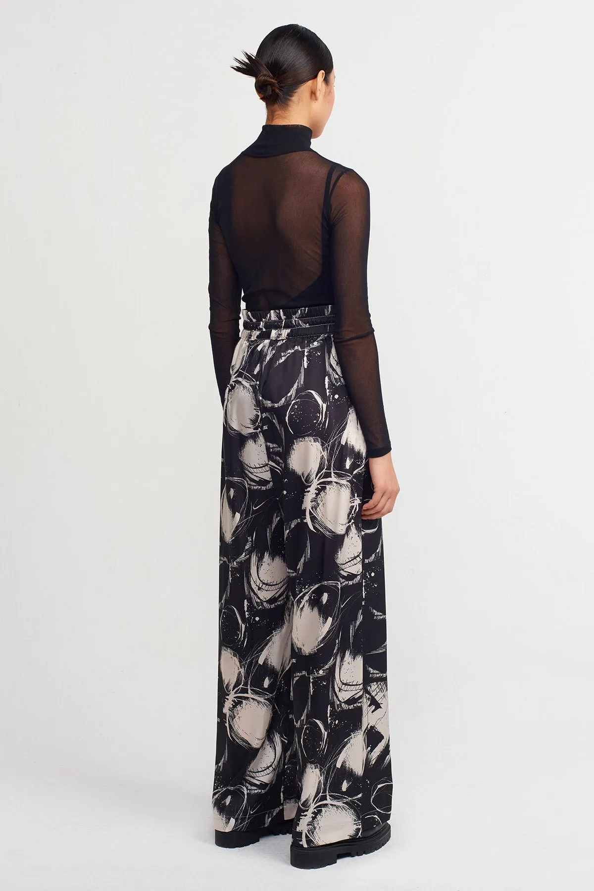 Nu Printed Drawstring Trousers Black