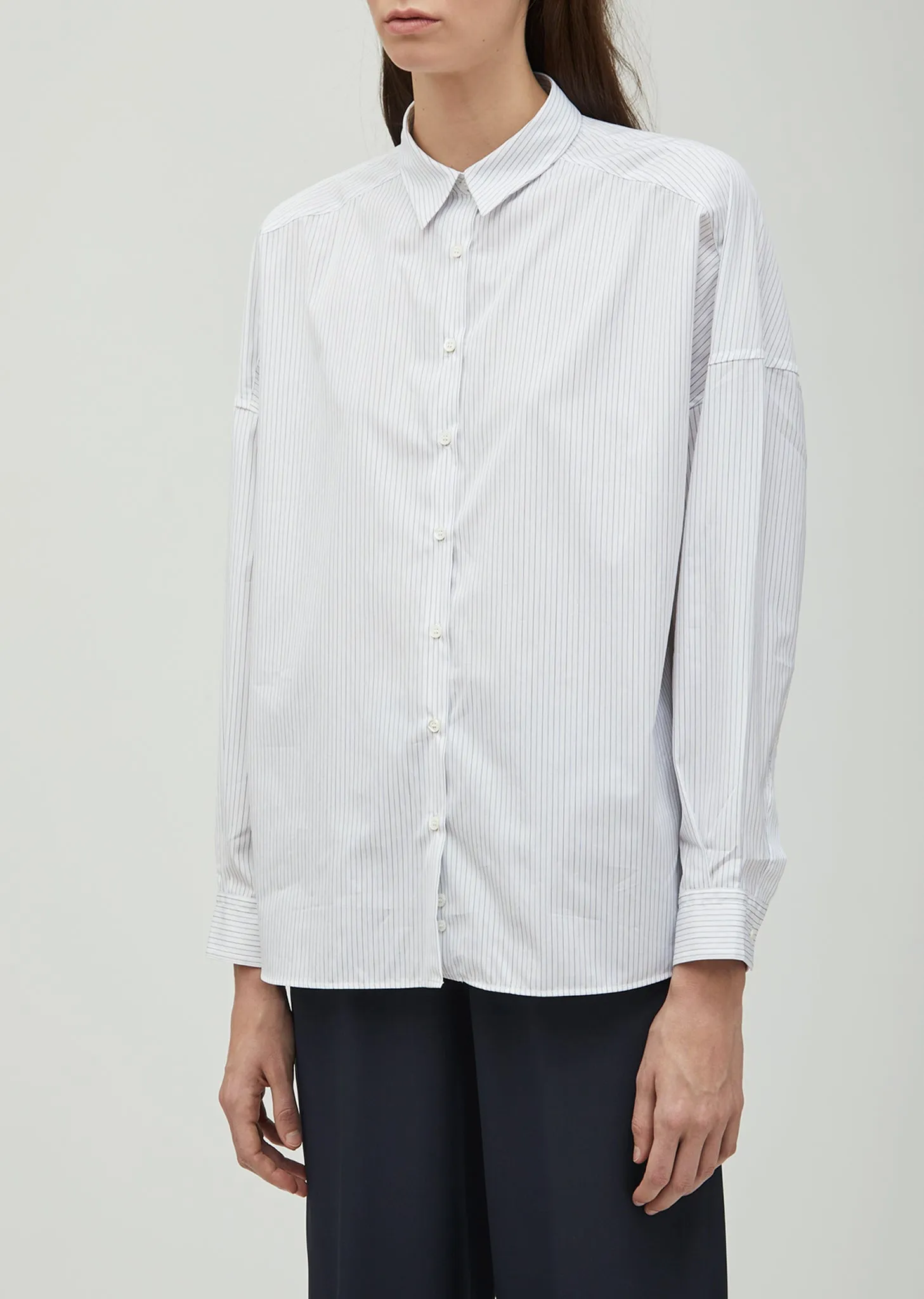 Oversized Microstripe Shirt