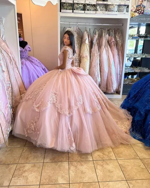 pink Quinceanera Dresses Ball Gown Formal Prom Graduation Gowns Princess Sweet 15 16 Dress        fg5588