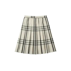 plaid pleated skirt - creme plaid