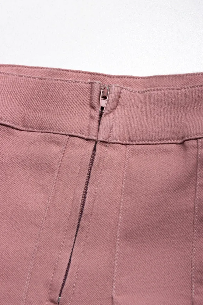 Pleated Denim Skirt Pink