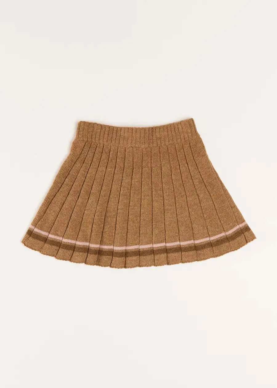 Pleated Knitted Skirt in Caramel (4-10yrs)