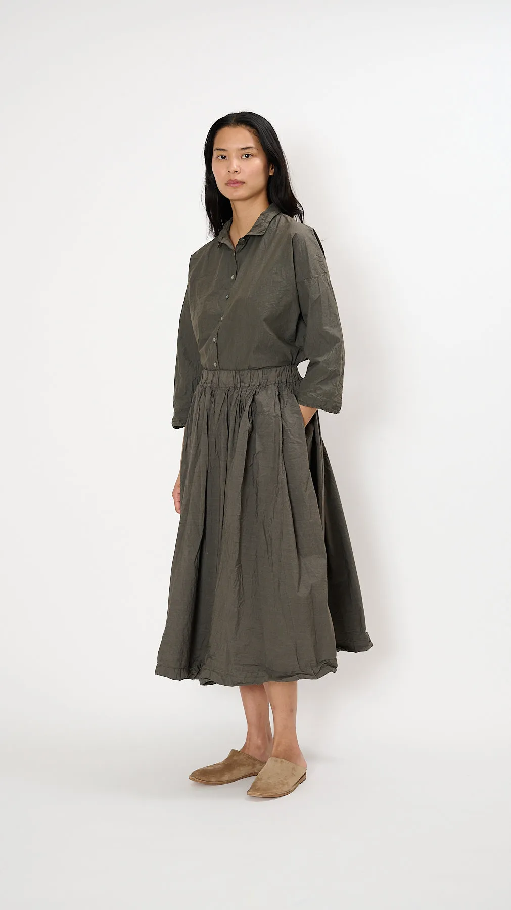 Pleated Long Skirt in Antracite