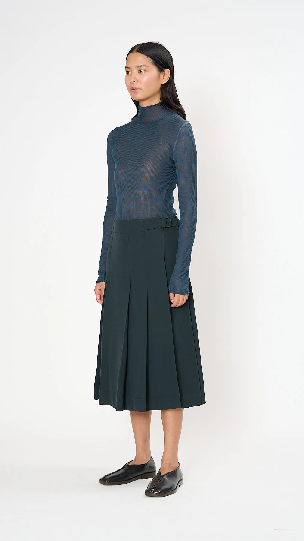 Pleated Wrap Skirt in Caviar