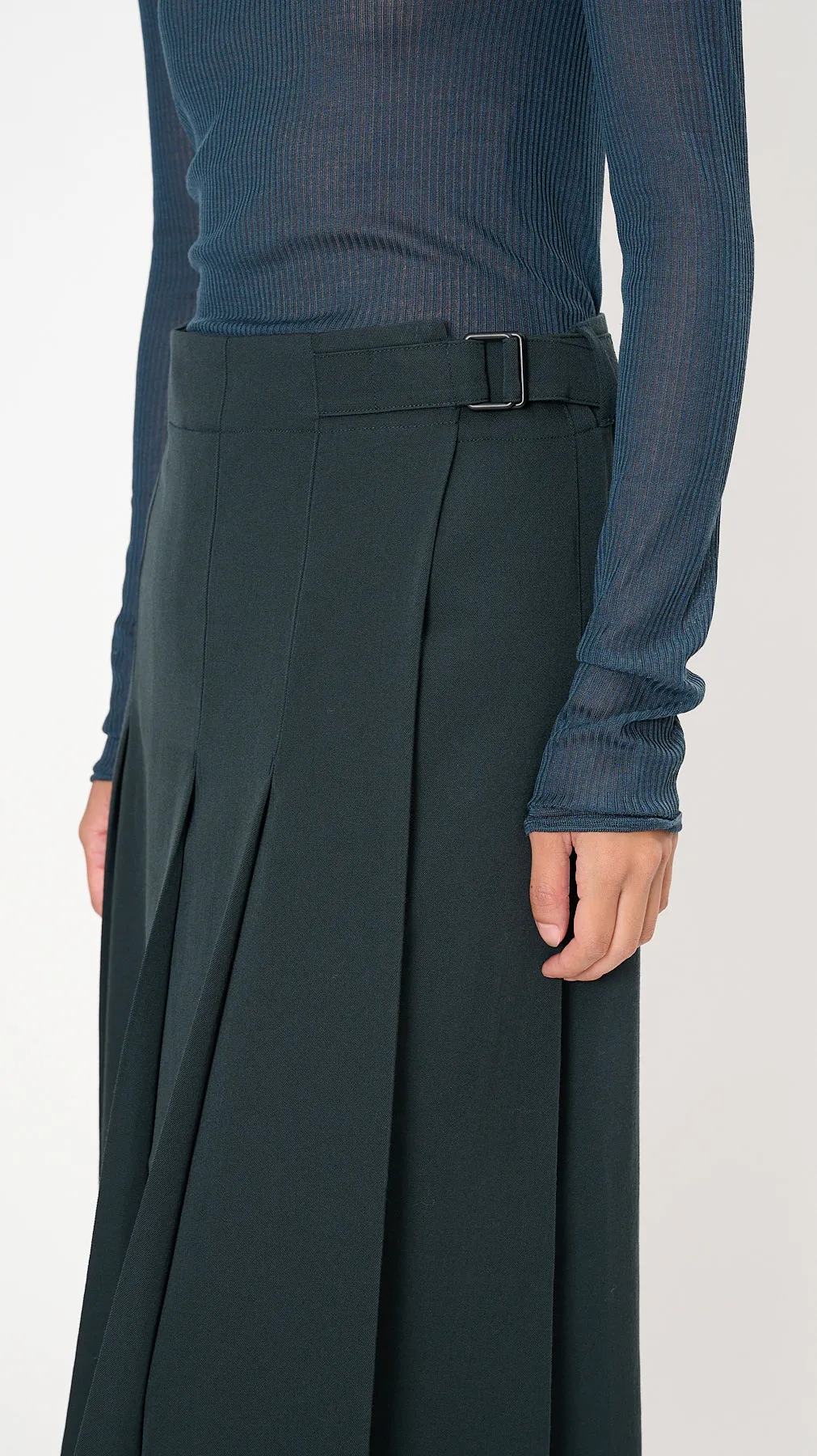 Pleated Wrap Skirt in Caviar