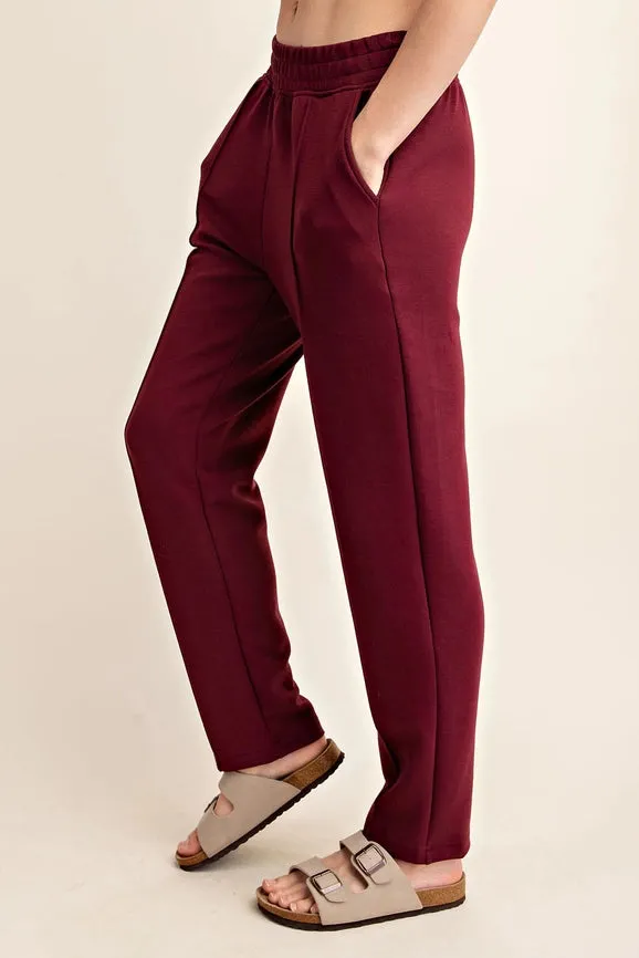 Plus - Modal Poly Span Scuba Pintuck Pants WINE