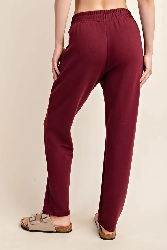 Plus - Modal Poly Span Scuba Pintuck Pants WINE