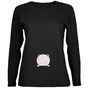 Polar Bear Cub Baby Black Womens Long Sleeve T-Shirt