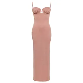 Prima Pink Sparkle Petal Long Slip Dress