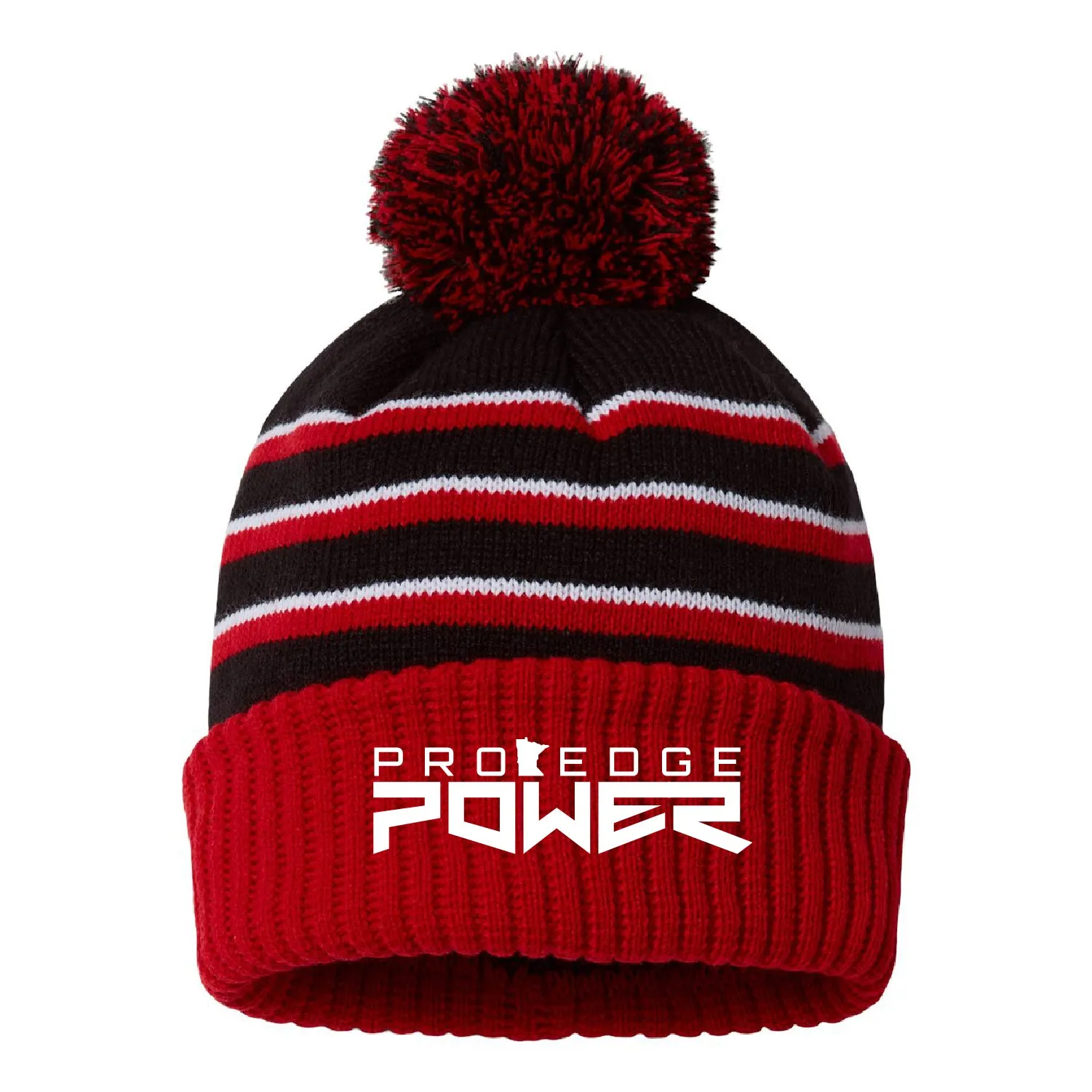 Pro Edge Power Stripe Pom Cuffed Beanie