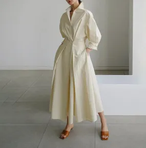 Puff Sleeve Relaxed Maxi Shirtdress