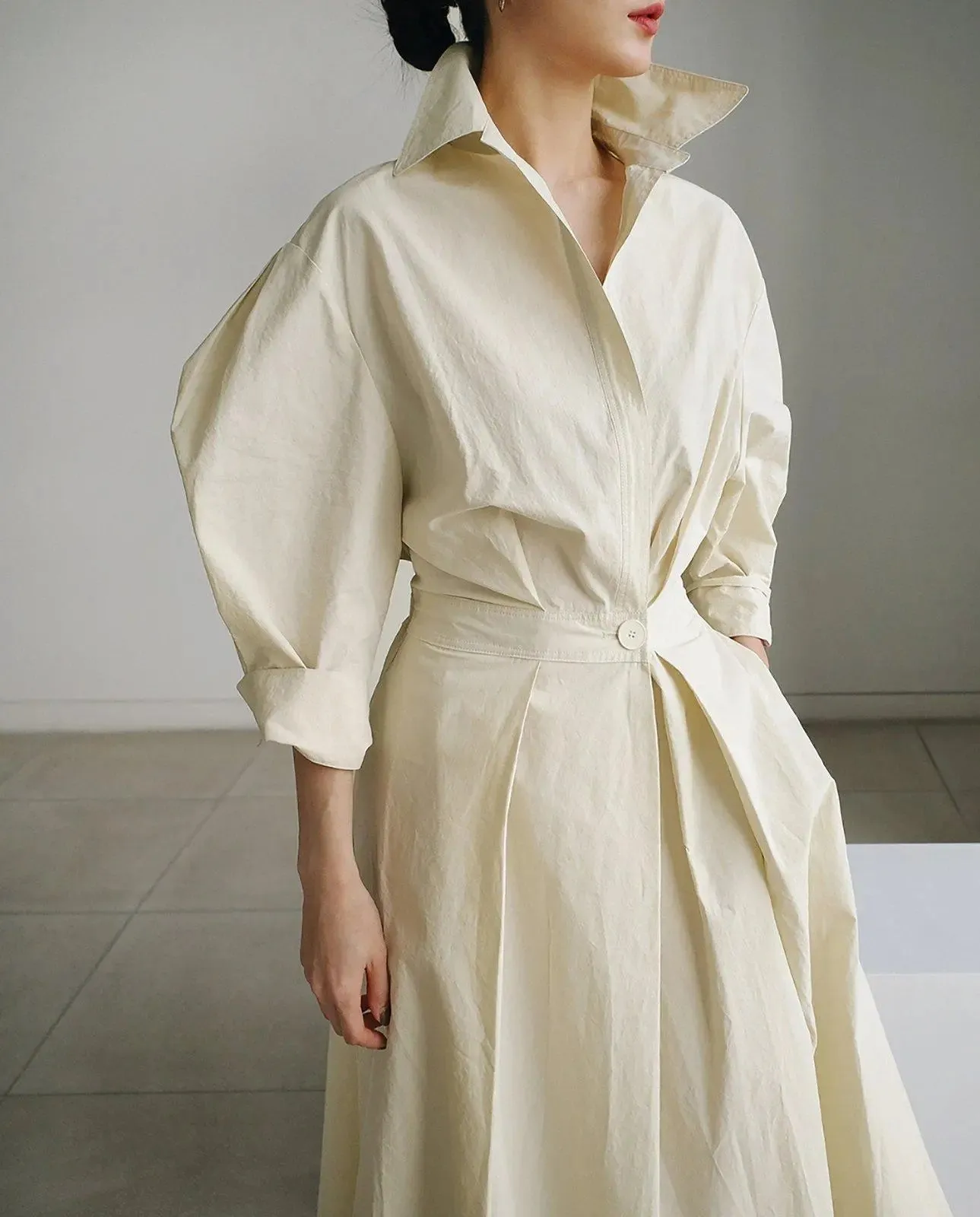 Puff Sleeve Relaxed Maxi Shirtdress