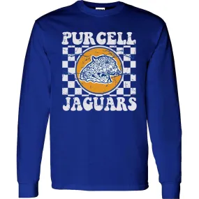 Purcell Jaguars - Checkered Long Sleeve T-Shirt