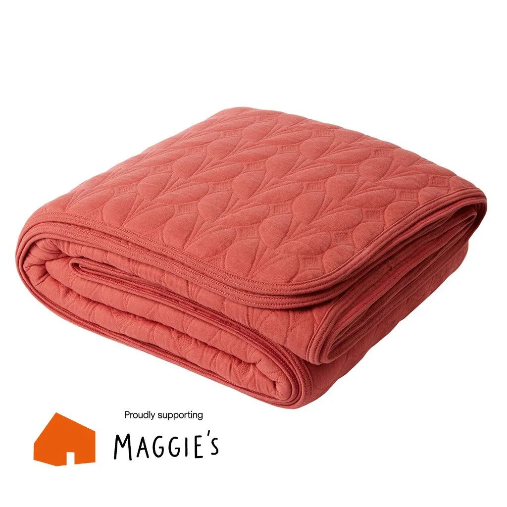 Quilted Cotton Bedspread Coral