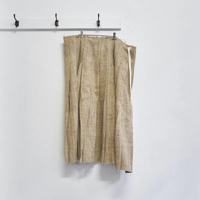 raw silk pleated wrap skirt