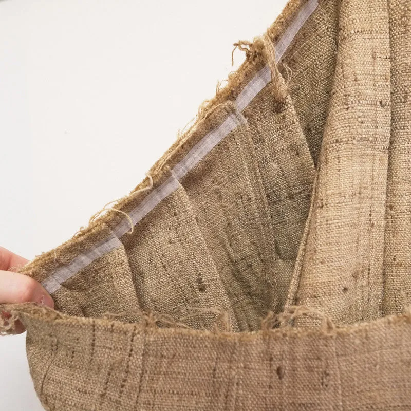 raw silk pleated wrap skirt