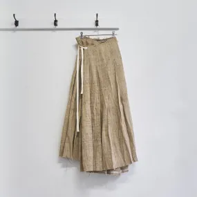 raw silk pleated wrap skirt