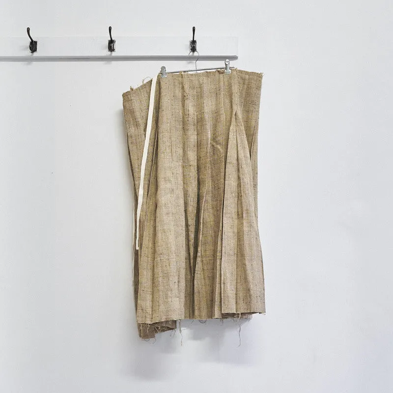 raw silk pleated wrap skirt