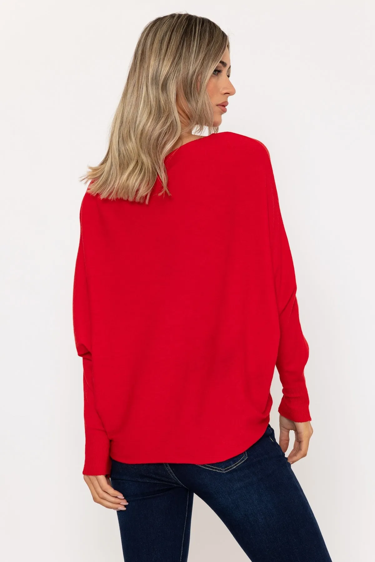 Red Batwing Knit Jumper