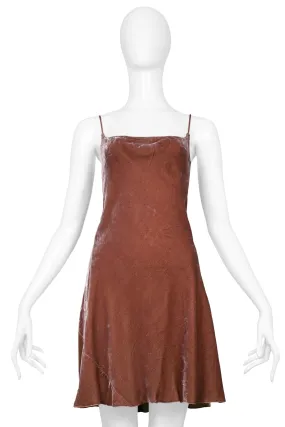 RIFAT OZBEK MAUVE VELVET SLIP DRESS