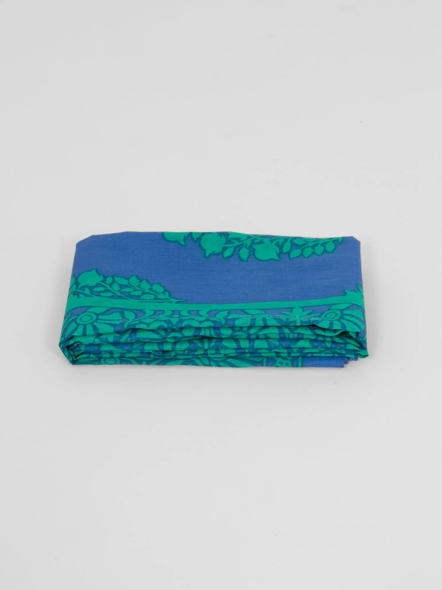 Rue Lightweight Cotton Scarf - Blue/Green, Leaf