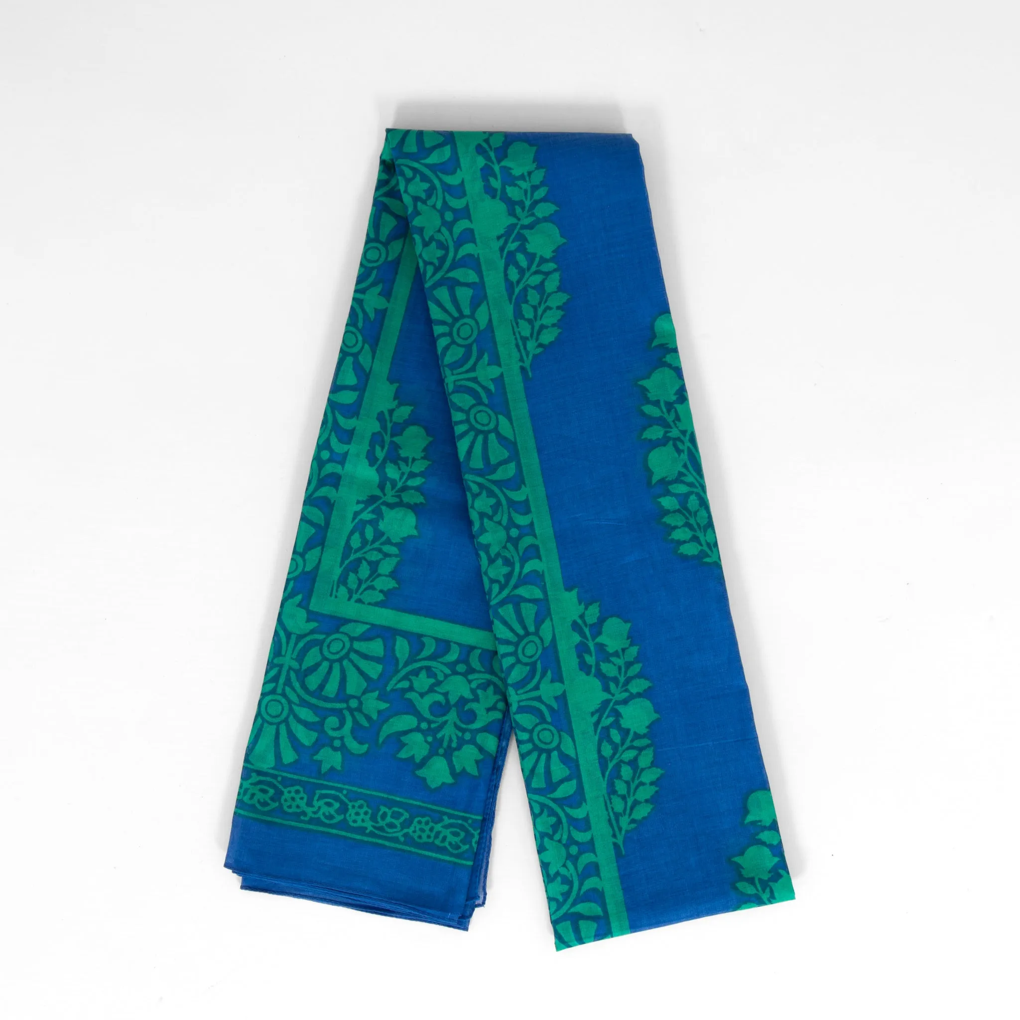 Rue Lightweight Cotton Scarf - Blue/Green, Leaf