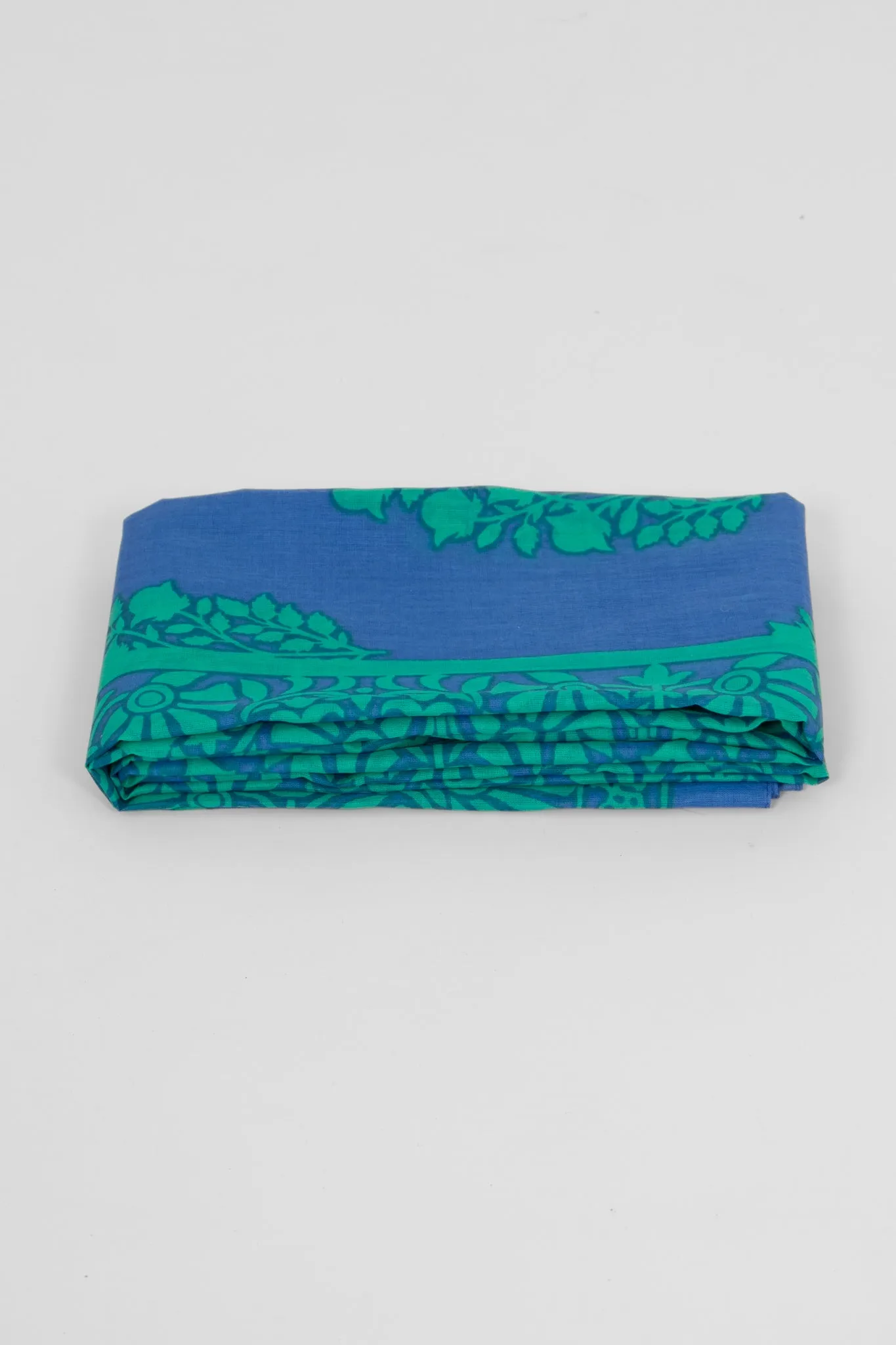 Rue Lightweight Cotton Scarf - Blue/Green, Leaf