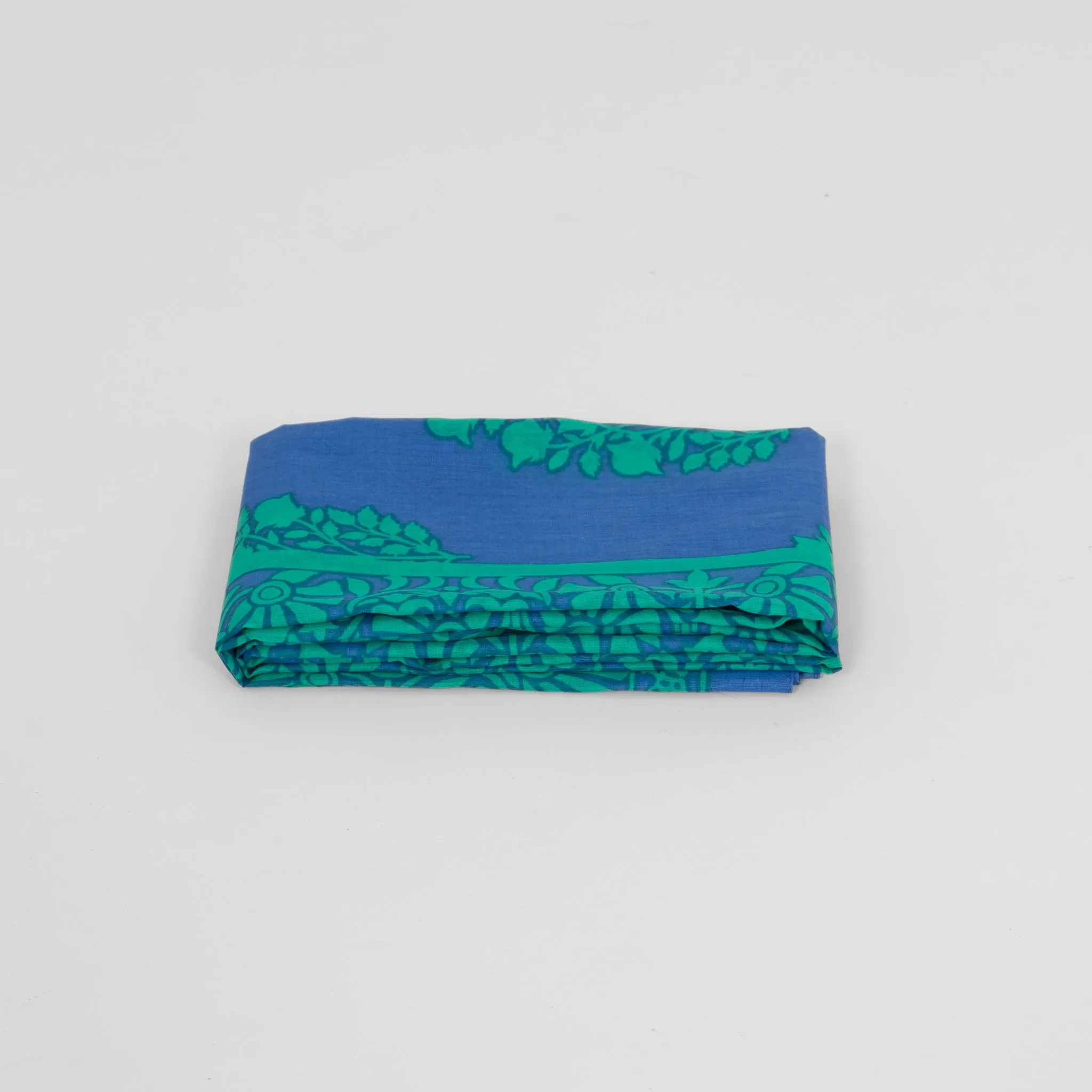 Rue Lightweight Cotton Scarf - Blue/Green, Leaf