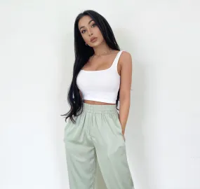 SAGE GREEN SILK TROUSERS