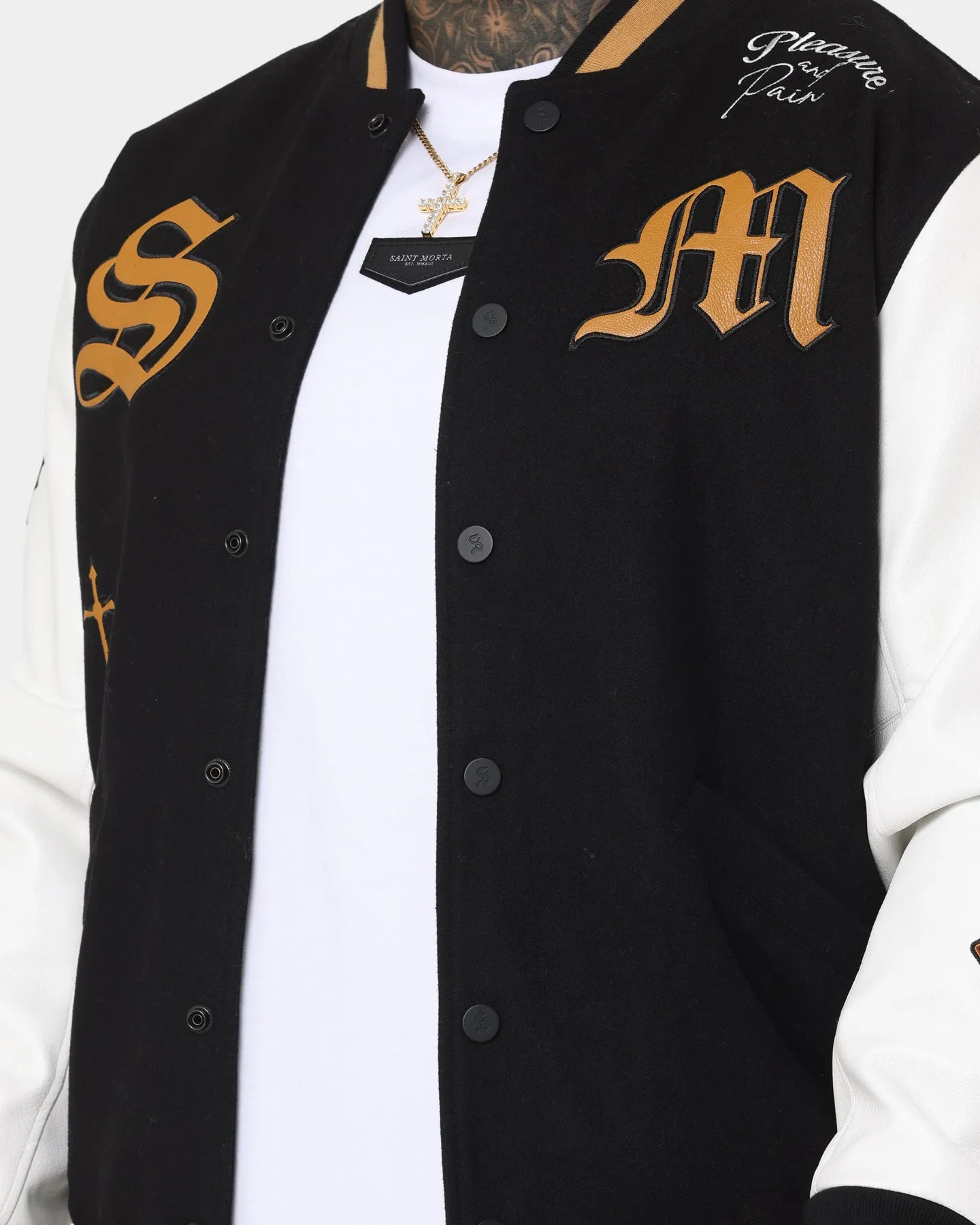 Saint Morta Graveyard Varsity Jacket Black/Tan