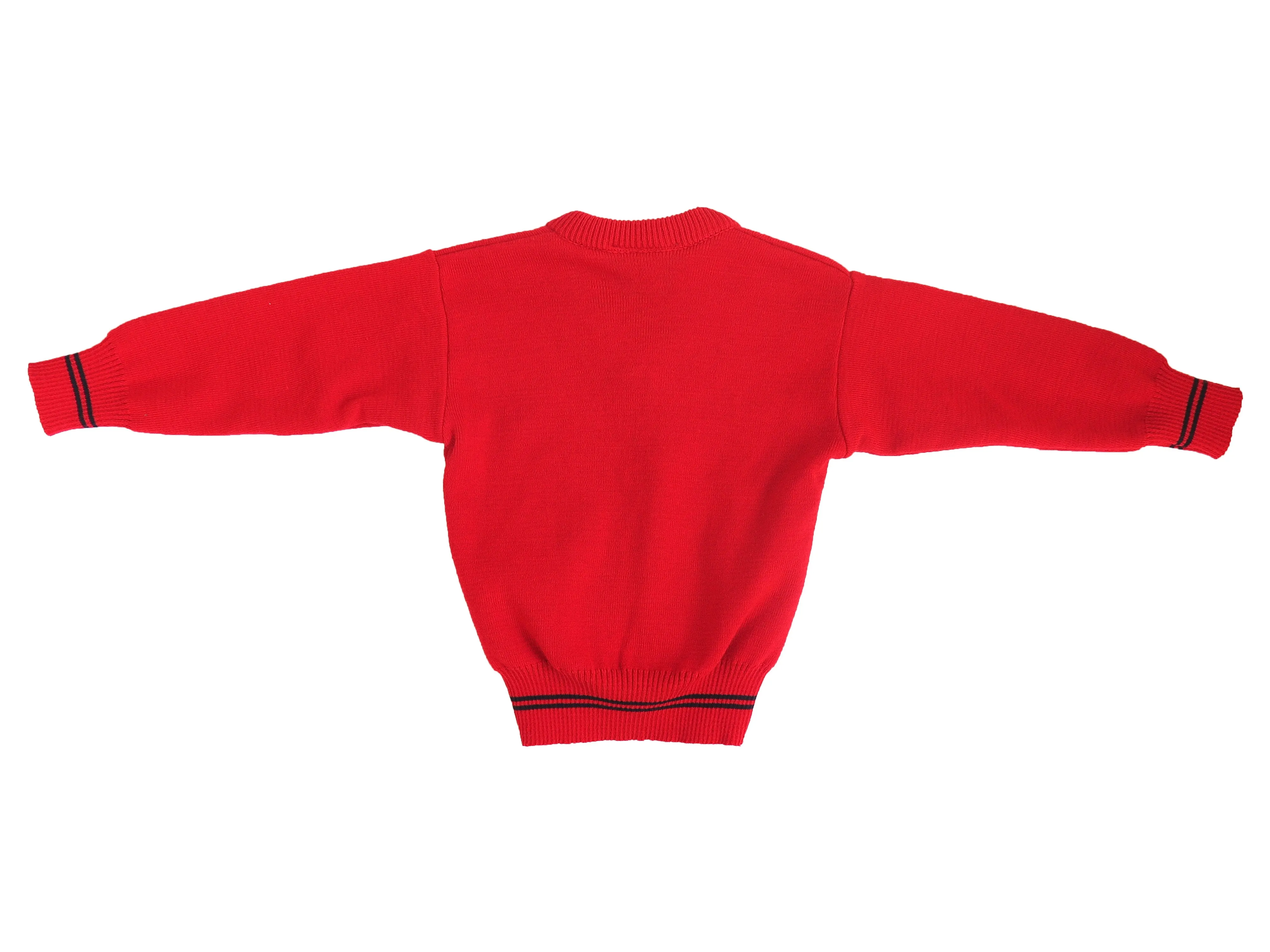 SCOIL NA GCEITHRE MAISTRI <BR>
V Neck, Acrylic Jumper <BR>
Red Crested <BR>