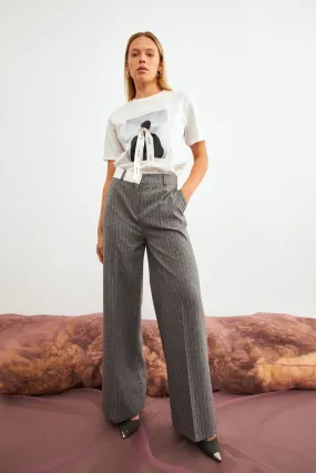 Setre Striped Wide Leg Trousers Grey