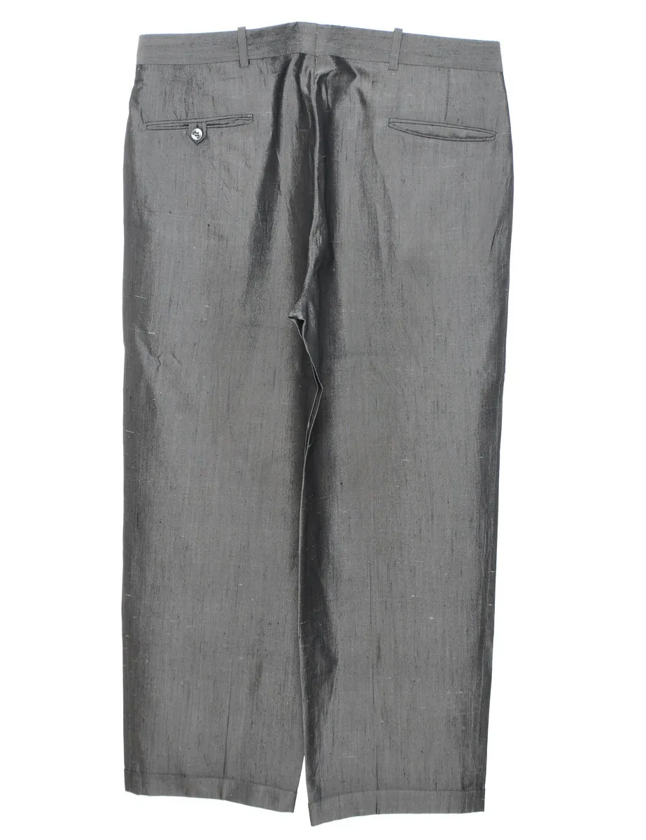 Shiny Silver Metallic Trousers - W34 L27