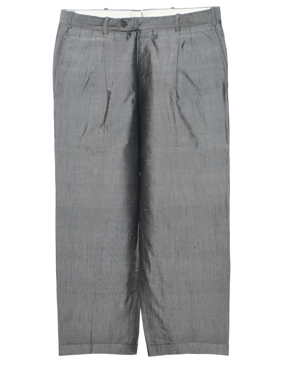 Shiny Silver Metallic Trousers - W34 L27