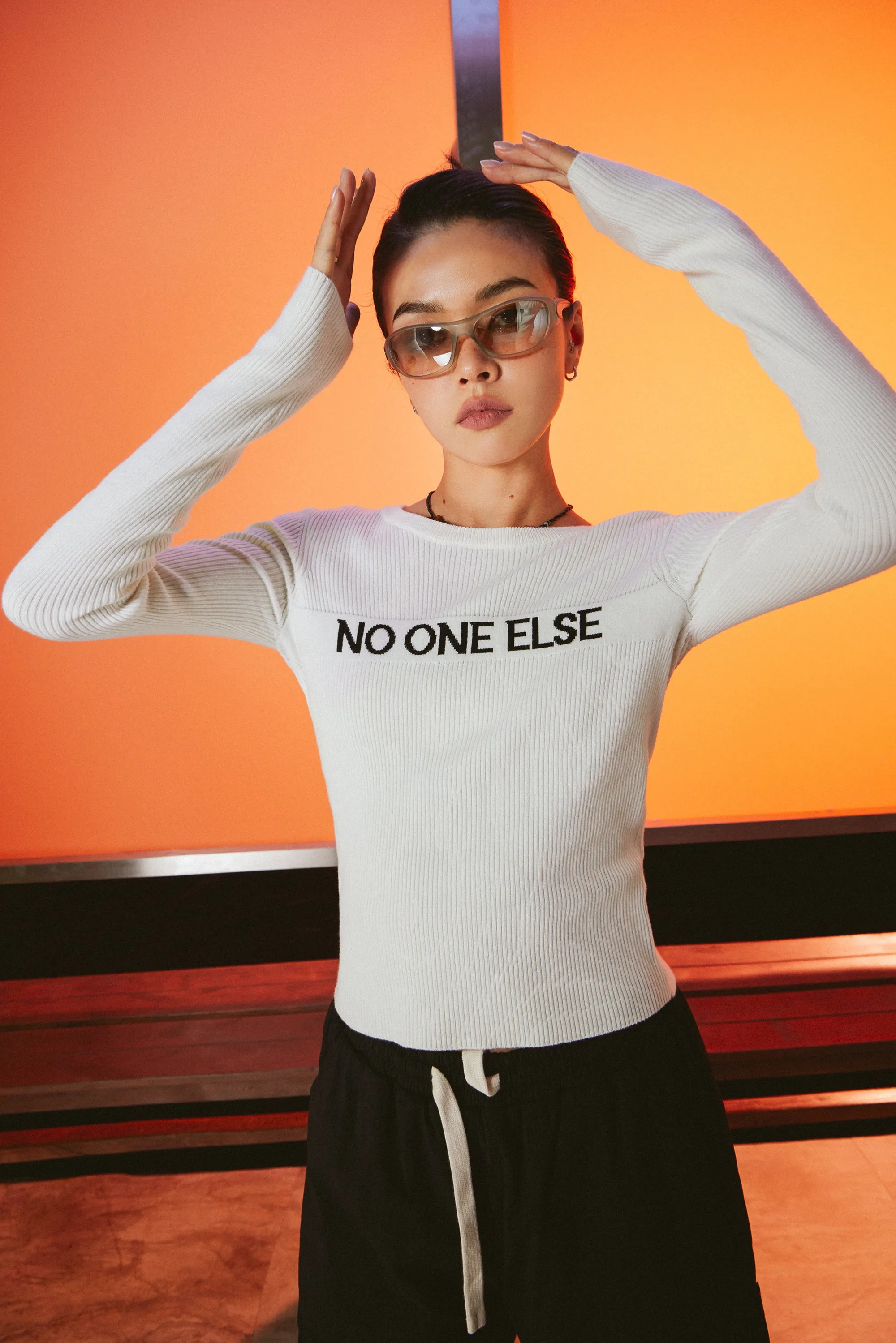 Simple Lettering Knit Top