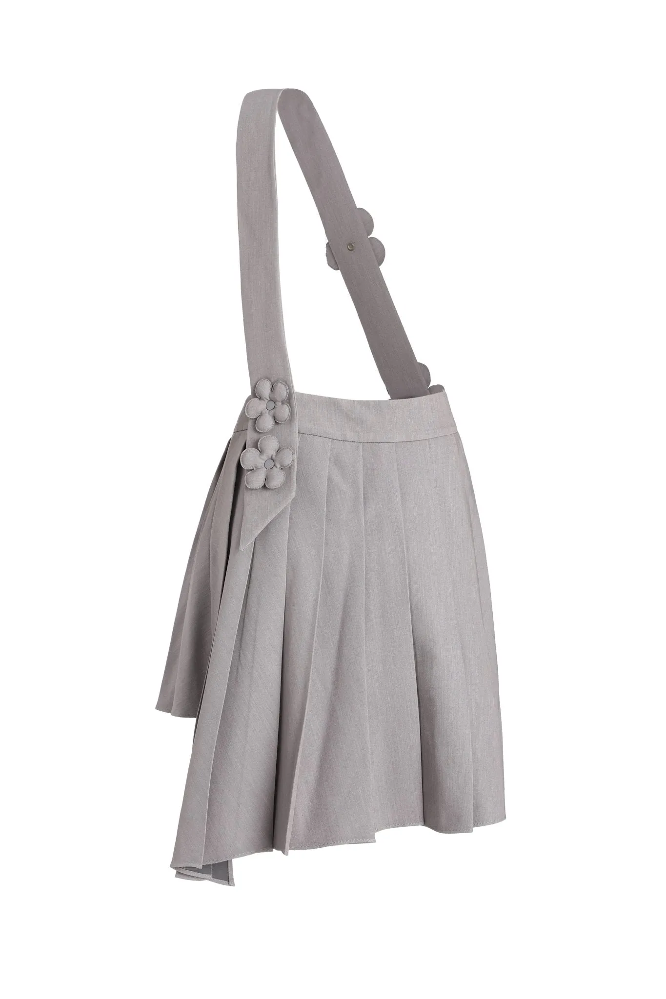 Slant Cut Back With Pleated Skirt