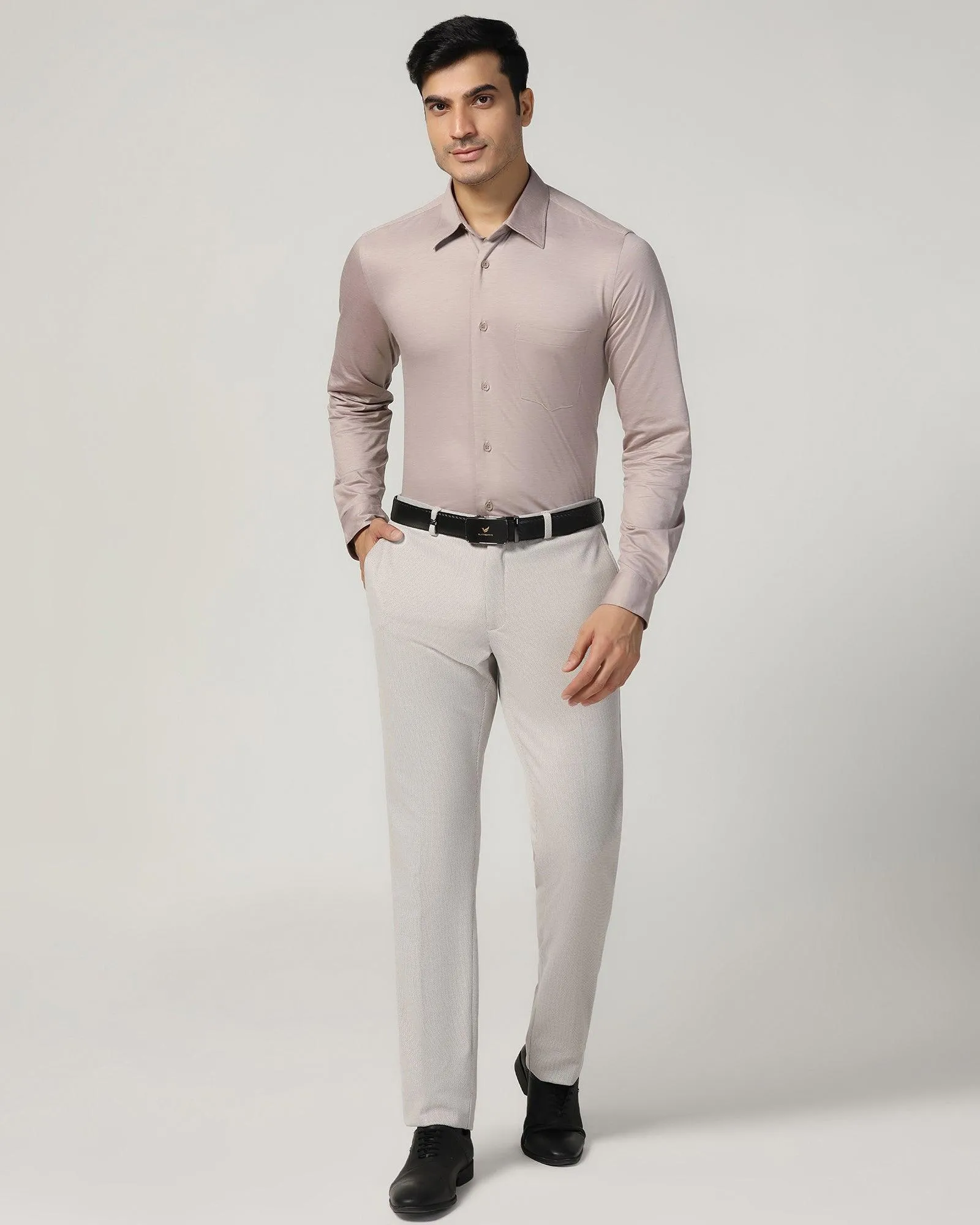 Slim Fit B-91 Formal Beige Textured Trouser - Hummer