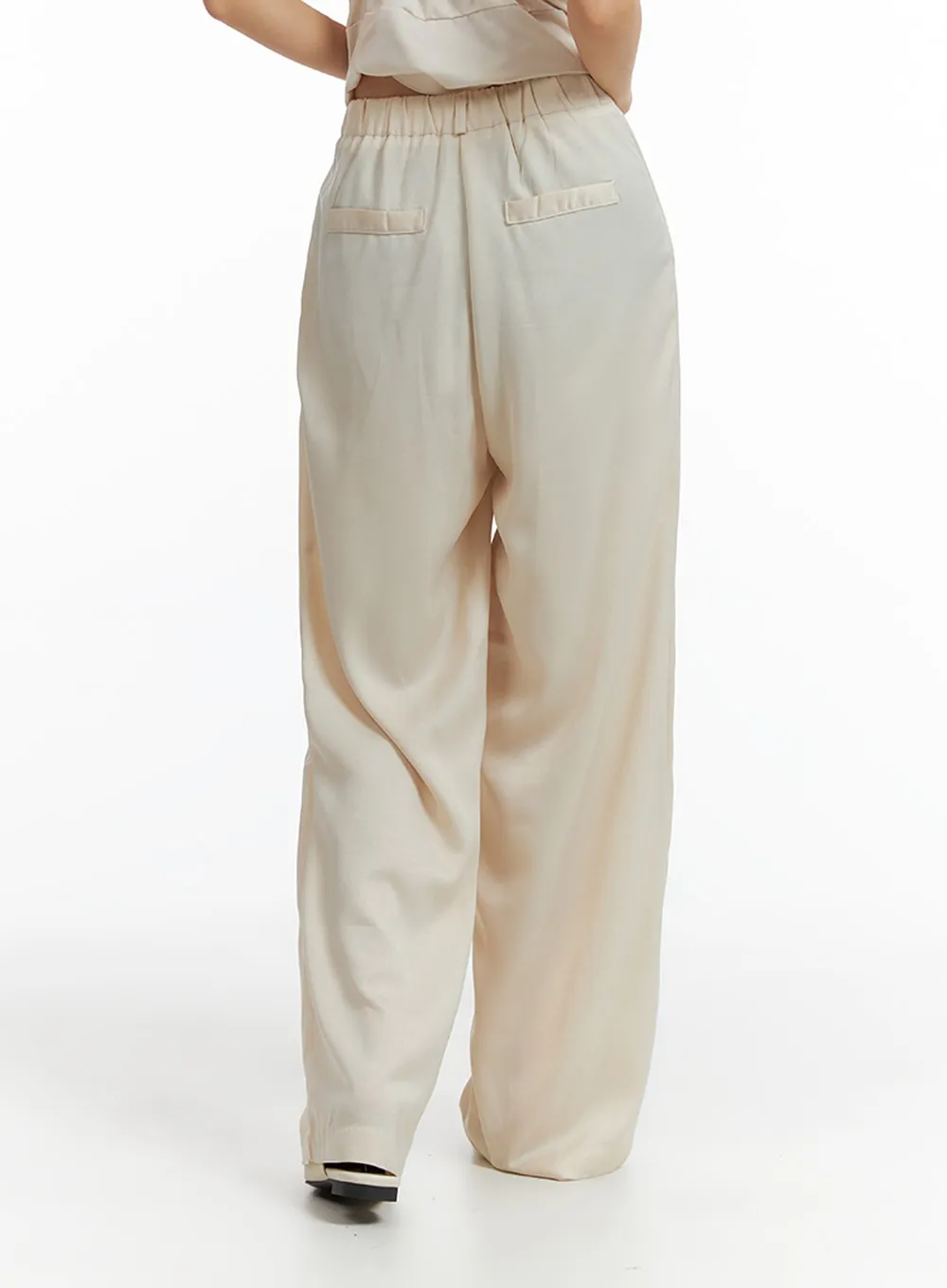 Solid Wide Leg Trousers IF402