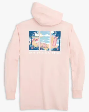 Southern Tide Surfing Triptych Long Sleeve Hoodie T-Shirt Rose Blush