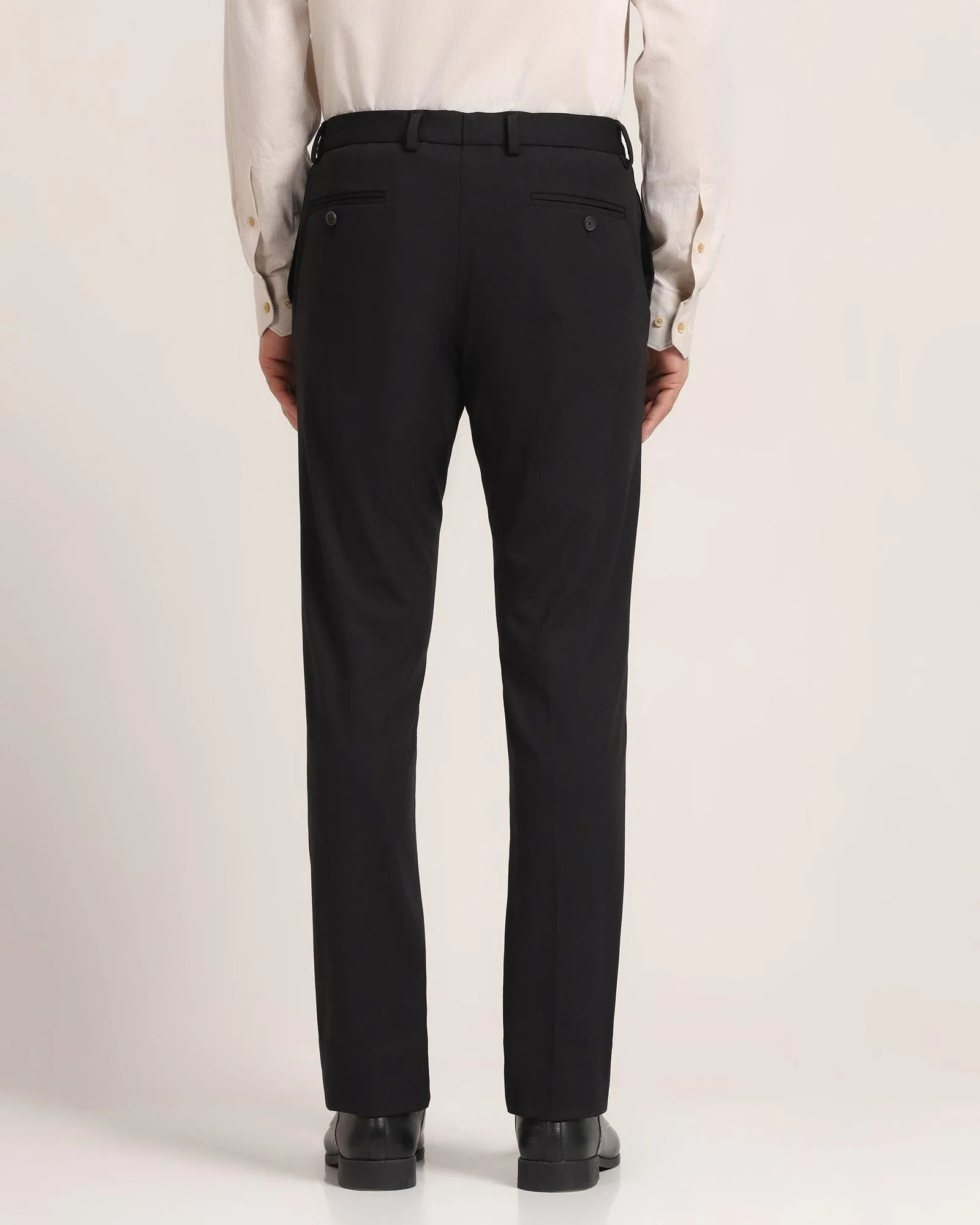 Straight B-90 Formal Black Solid Trouser - Nedward