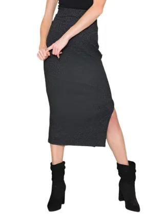 Strech Rib Skirt with Slit