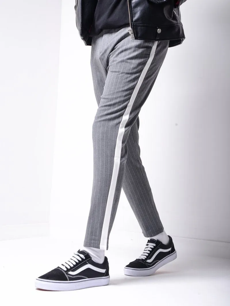 Striped Ankle Pants - Gray