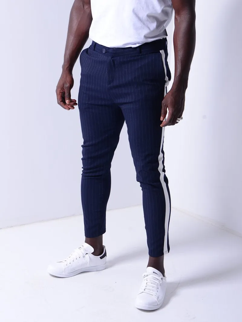 Striped Ankle Pants - Navy