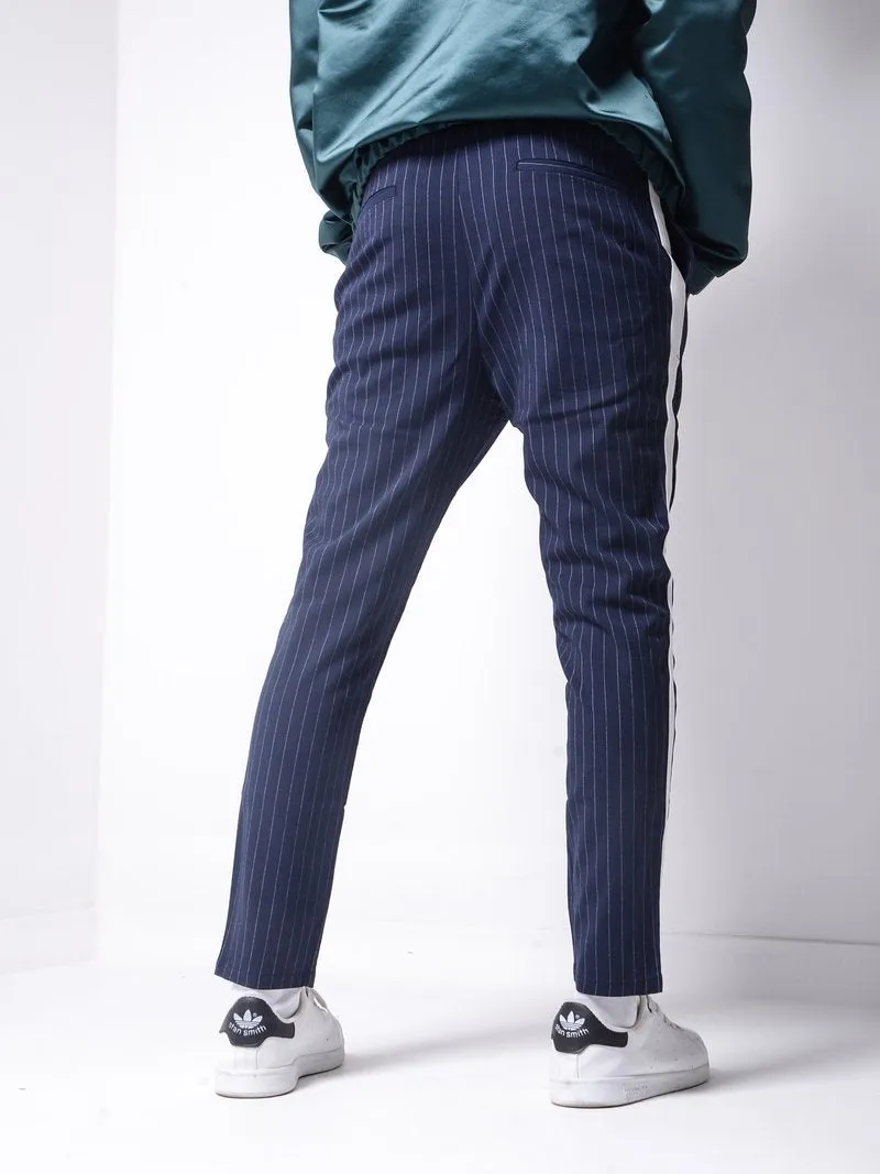 Striped Ankle Pants - Navy