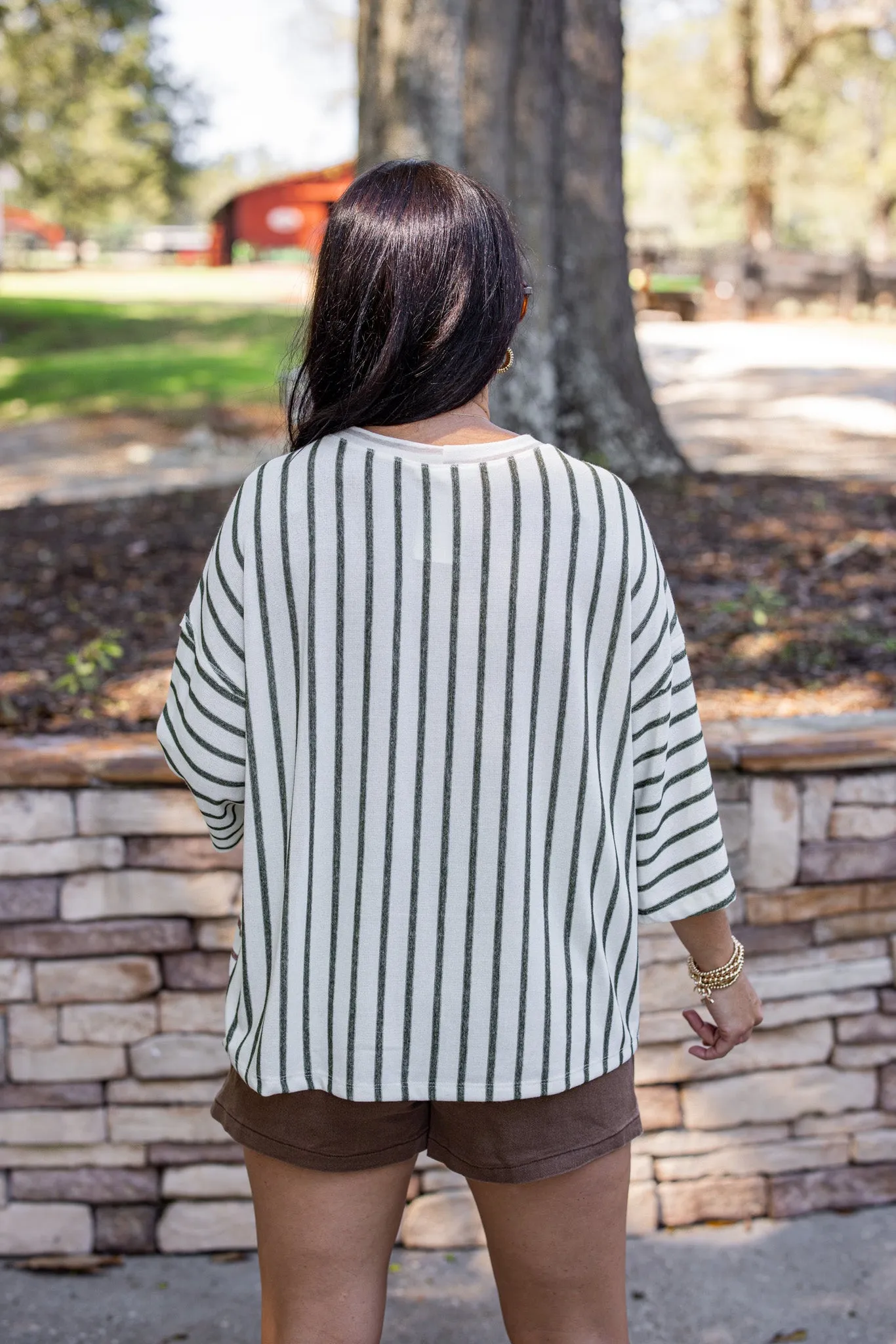 Striped Colorblock Cream Knit Top